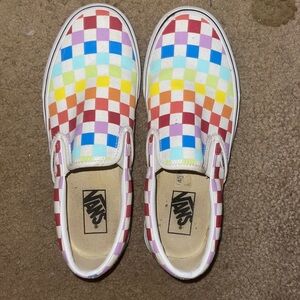 rainbow checkerboard vans